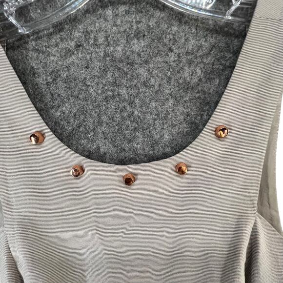 BCBGeneration Mini Dress 2 Light Gray Metallic Studded Pockets Fit Flare HOCO - Picture 8 of 16